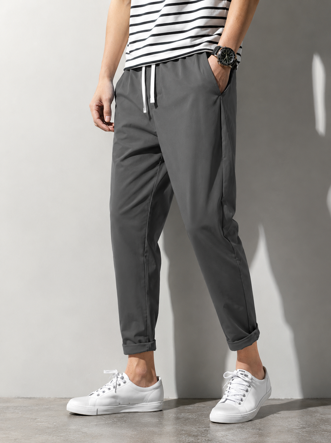AARADH Men Solid Grey Track Pants