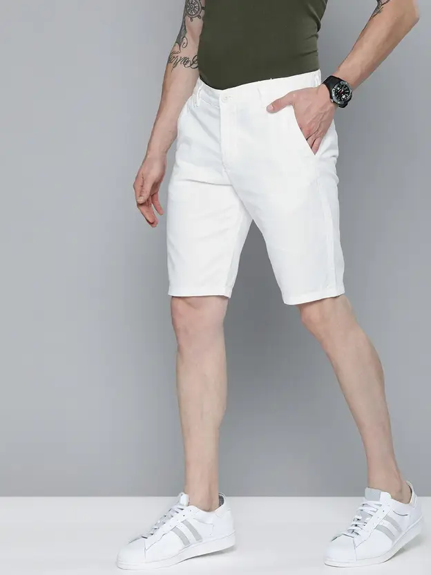 The Indian Garage Co. Solid Men White Chino Shorts thumbnail 2