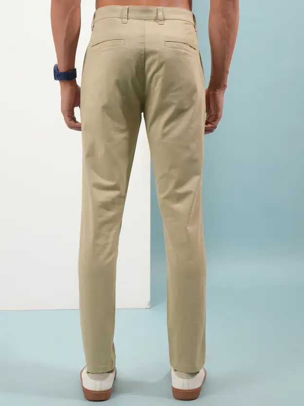 Men Beige Mid-Rise Cotton Blend Chino-style Trousers thumbnail 2