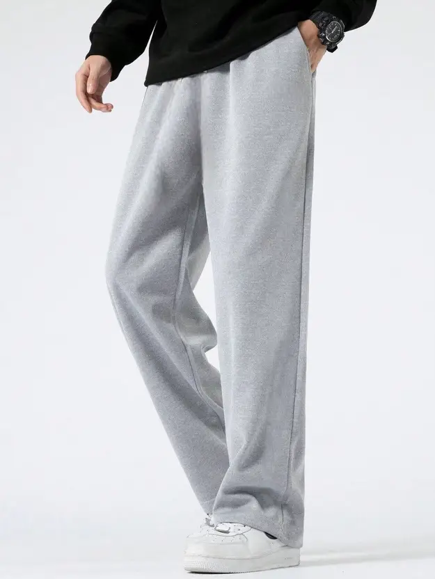 Relaxed Men Grey Trousers (Cotton Blend)