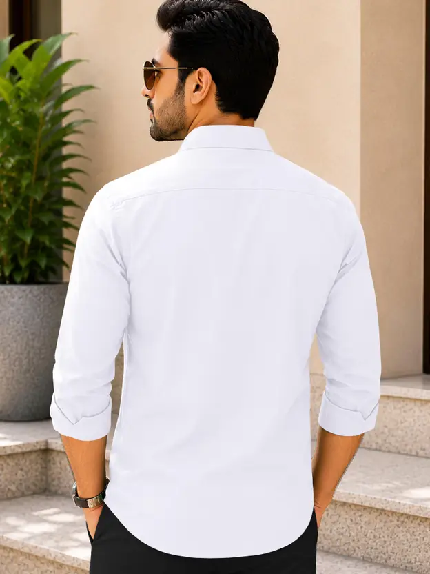 VeBNoR Men Solid Formal White Shirt thumbnail 2