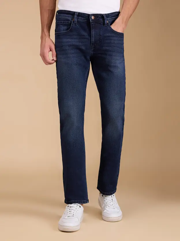 Straight Fit Men Blue Jeans thumbnail 2