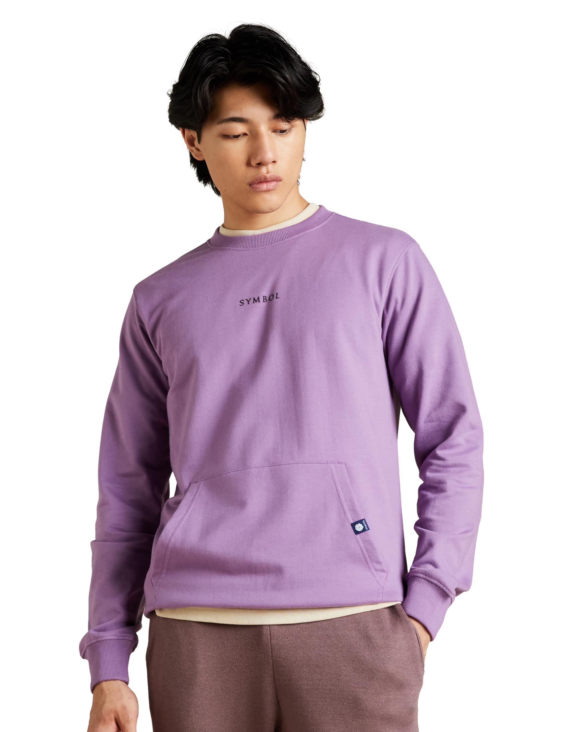 Men Cotton Rich Light Weight Crew Neck Sweatshirt (Regular Fit) - Violet