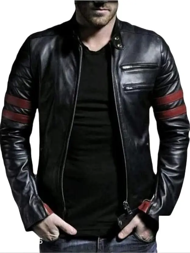 Full Sleeve Solid Men Faux Leather Jacket (Slim Fit, Mandarin Collar)