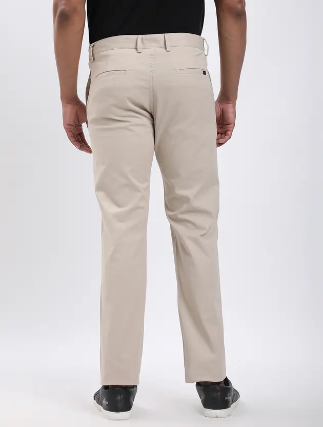 Slim Fit Men Beige Trousers (Cotton Blend) thumbnail 2