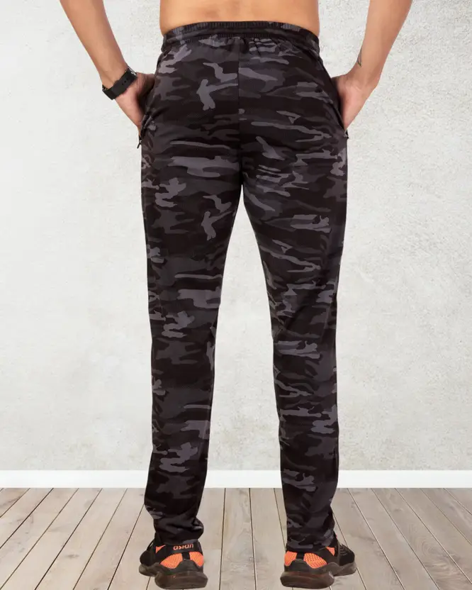 Printed Men Grey, Black Track Pants thumbnail 2