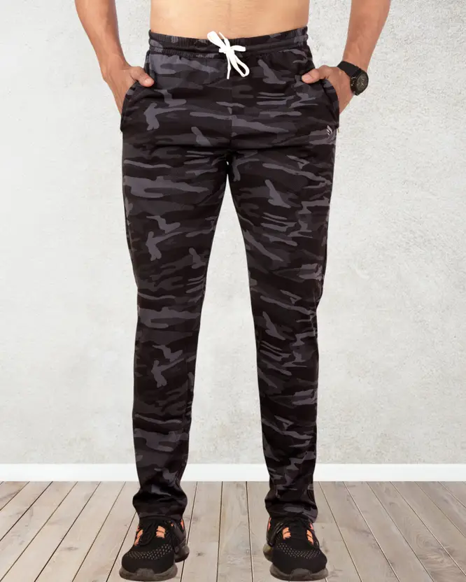 Printed Men Grey, Black Track Pants