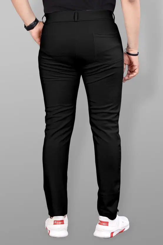 Slim Fit Men Black Trousers (Lycra Blend) thumbnail 2