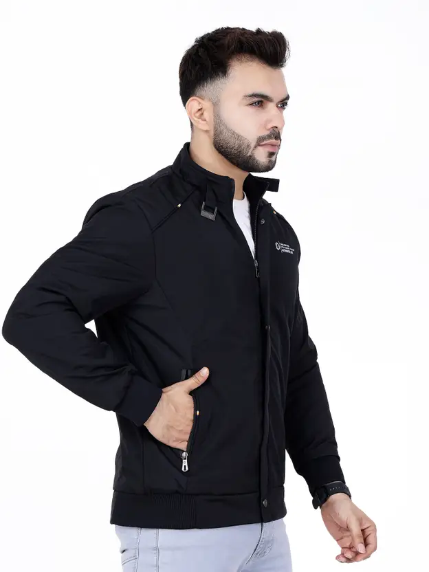 Full Sleeve Solid Men Bomber Jacket thumbnail 2