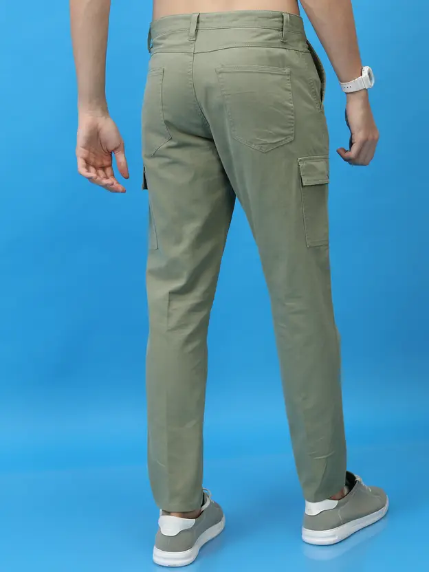 Regular Fit Men Green Trousers (Pure Cotton) thumbnail 2
