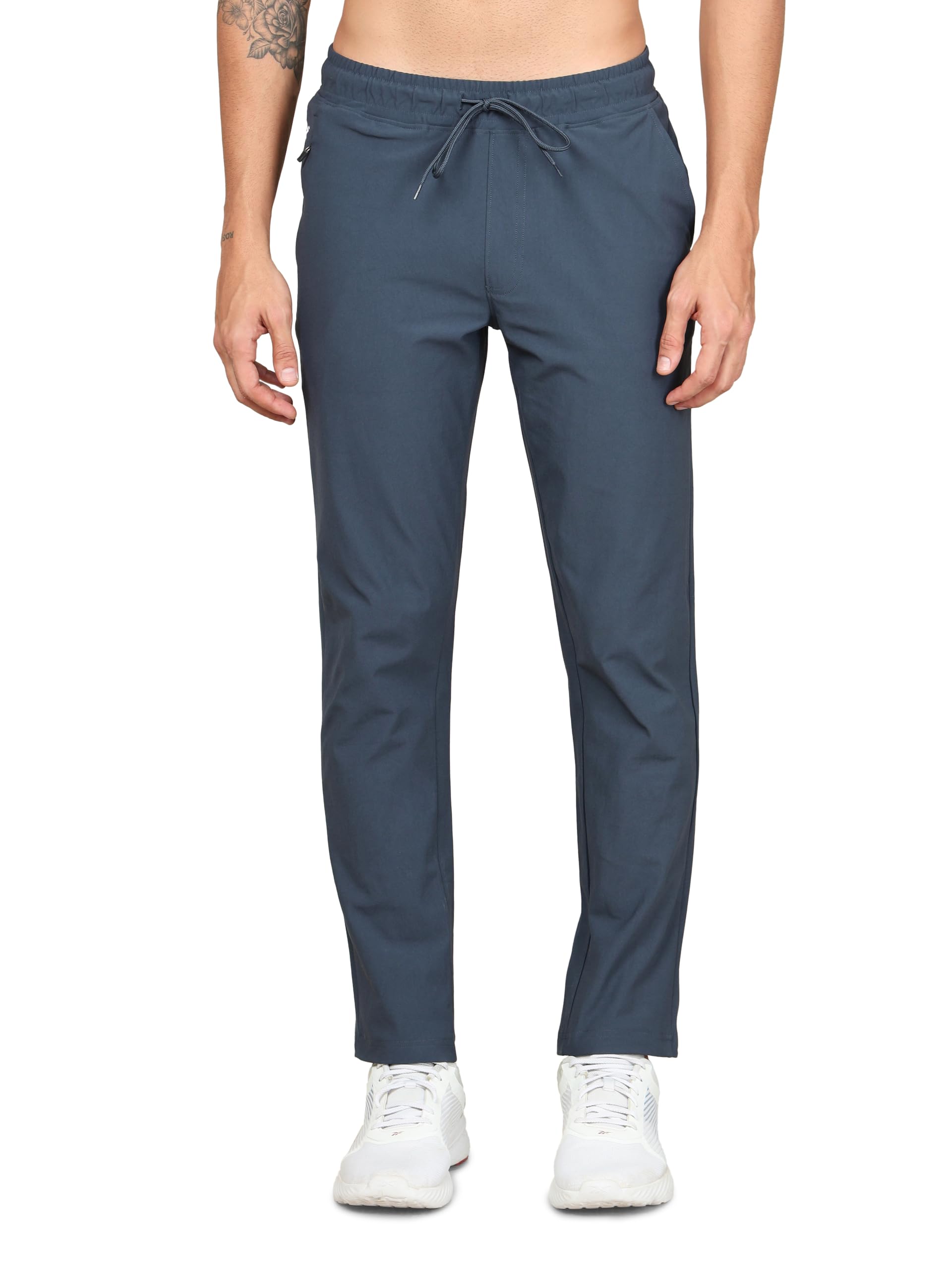 Men's Relaxed Fit Track Pants with Zip Pockets, 4-Way Stretch Quick Dry