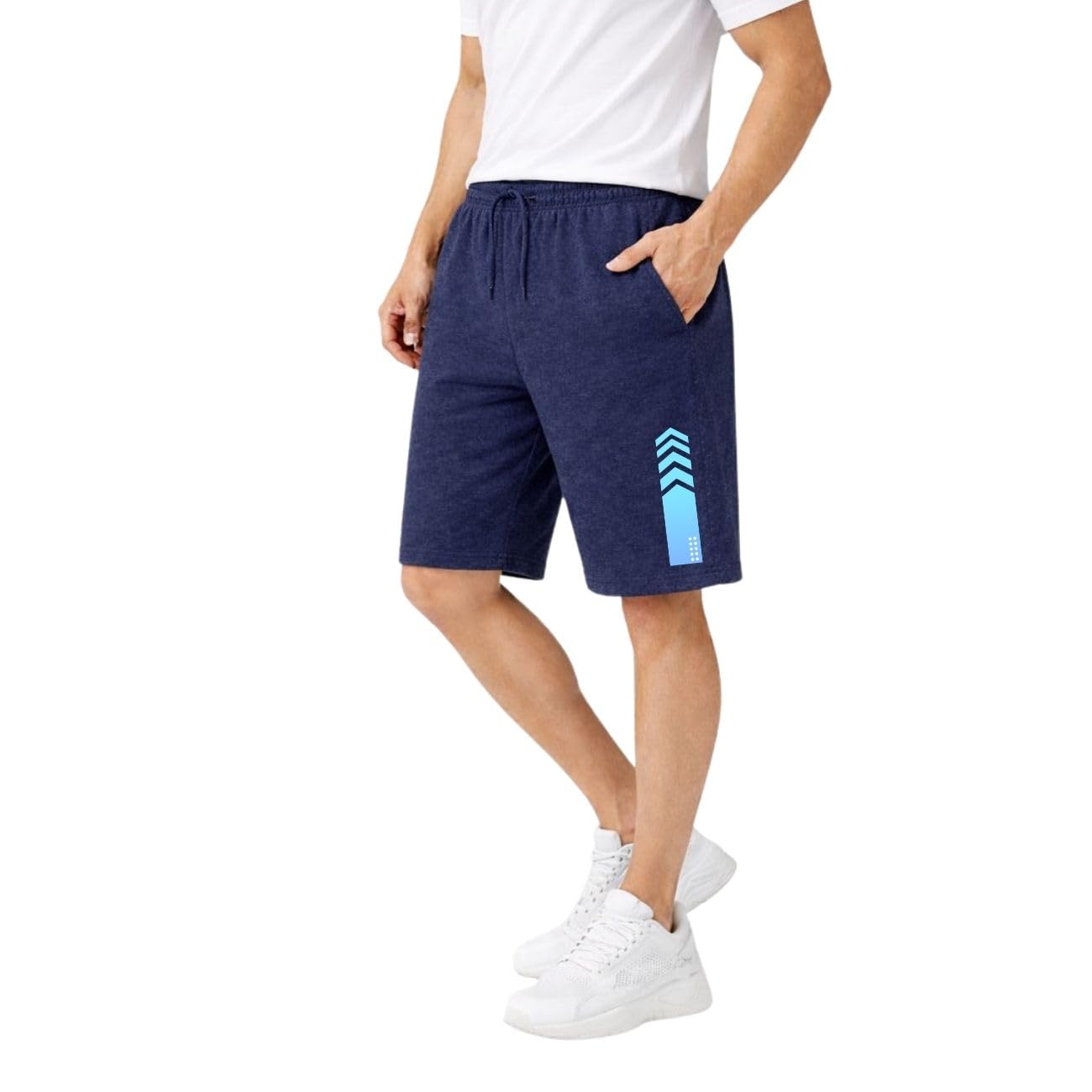 KART BLACK Plus Sizes Men's Cotton Knee Length Shorts | Stripe Printed
