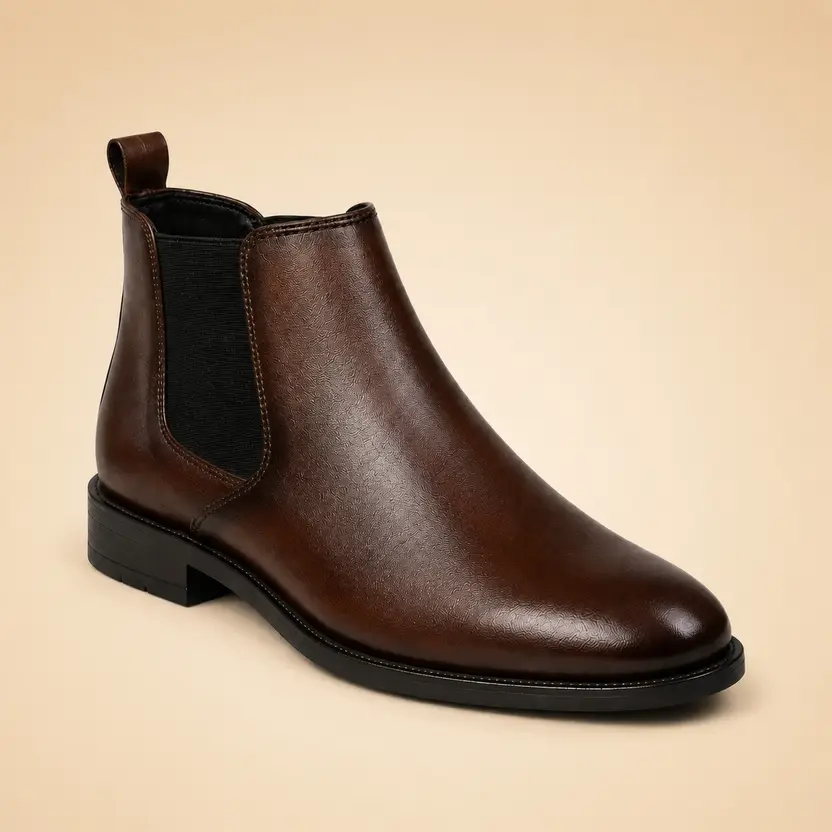 leacom Boys And Men Casual Chelsea Slip-On Synthetic Leather Boots