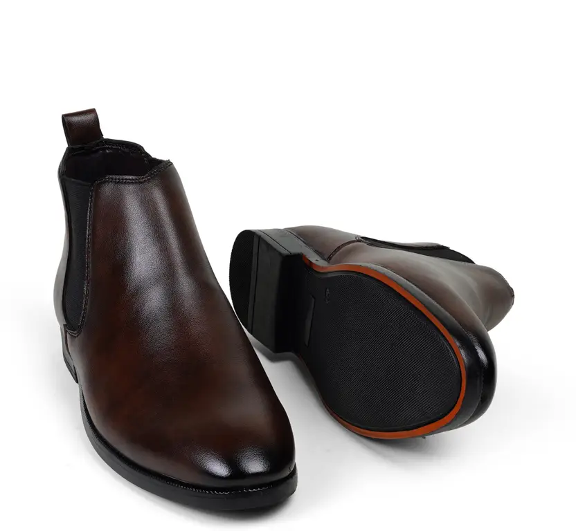 leacom Boys And Men Casual Chelsea Slip-On Synthetic Leather Boots thumbnail 2