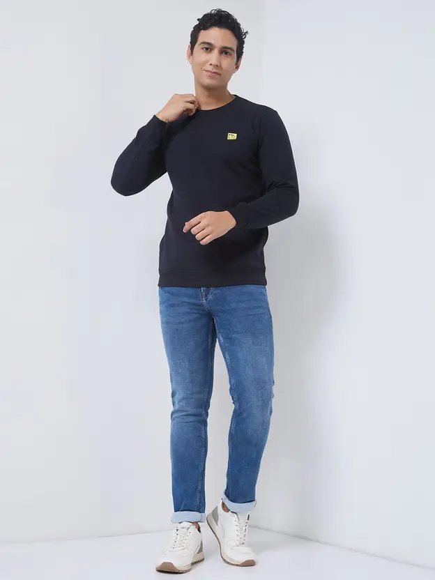 Men Full Sleeve Solid Sweatshirt (Fleece, Round Neck) thumbnail 2