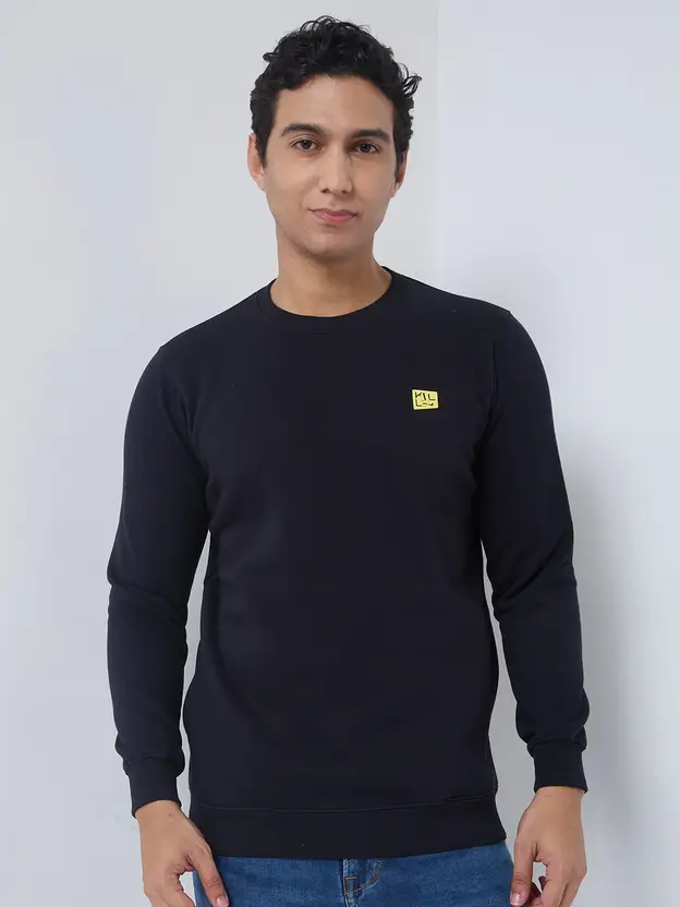Men Full Sleeve Solid Sweatshirt (Fleece, Round Neck)