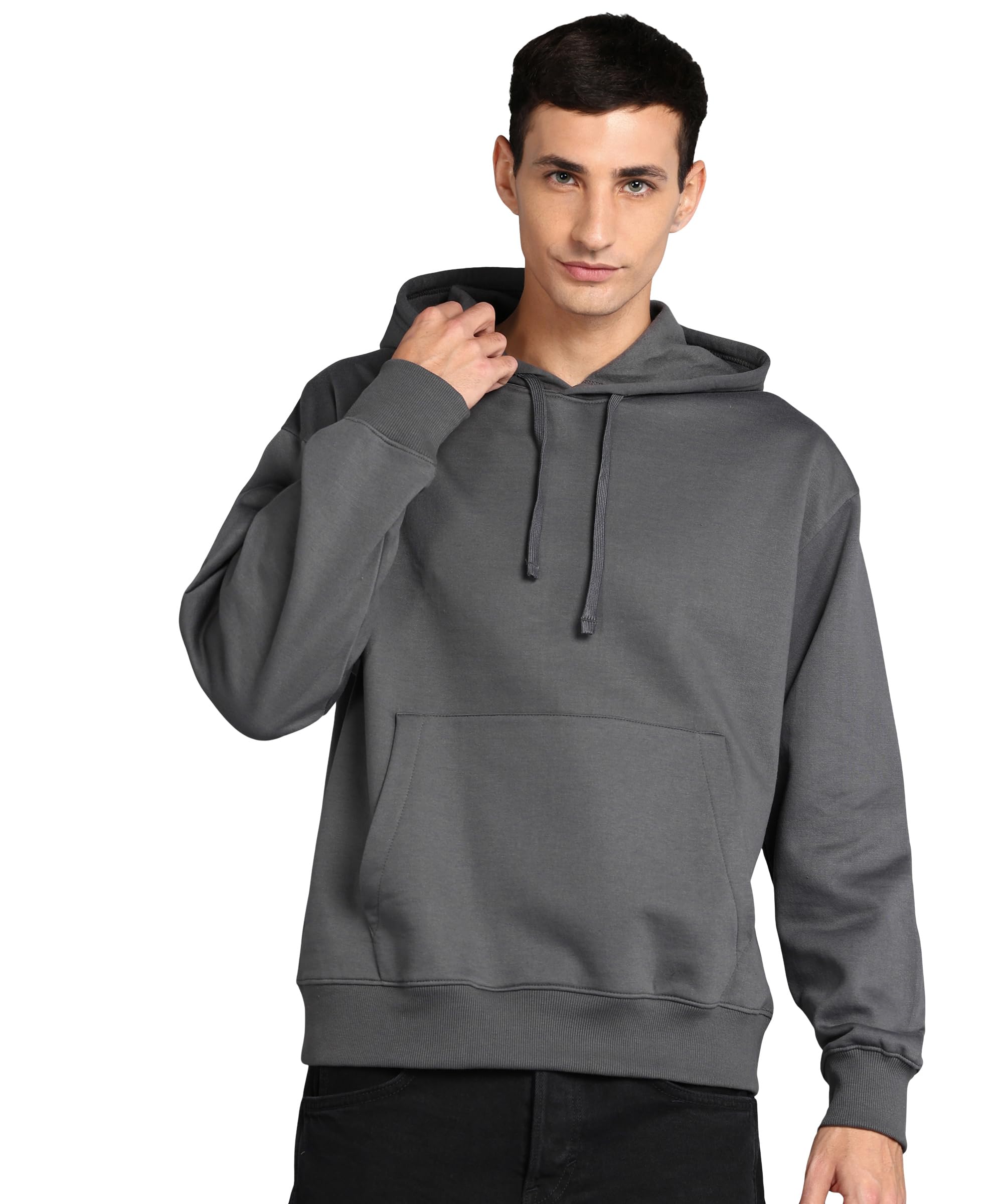 Alan Jones Clothing Men's Solid Oversized Hoodie, Cotton Blend Pullover
